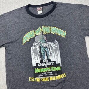 Vintage TNT Curse of the Mummy Ringer T Shirt Gray Mens Medium Tee Lon Chaney
